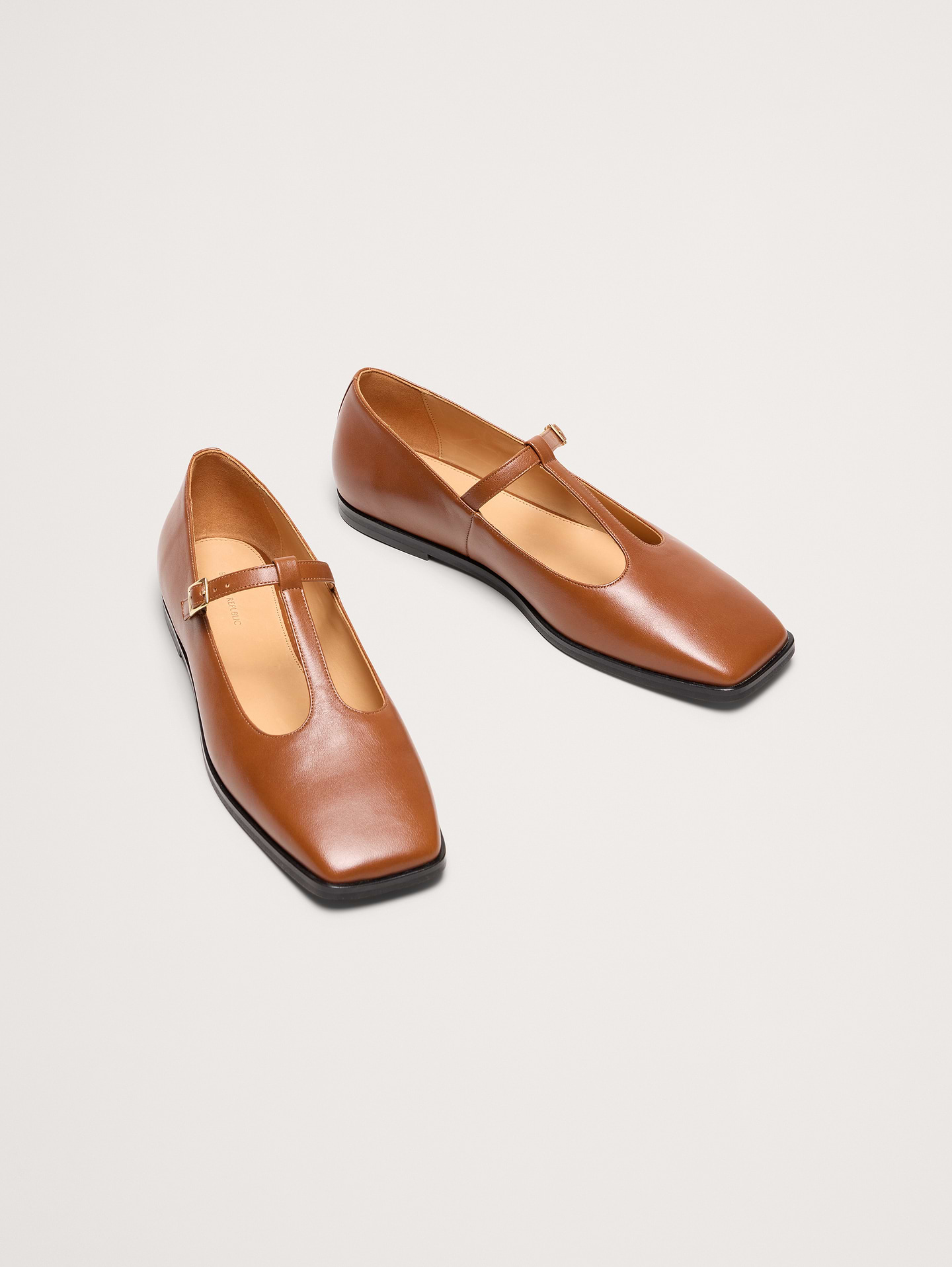 Image number 3 showing, Italian Leather Square-Toe Mary Jane Flats