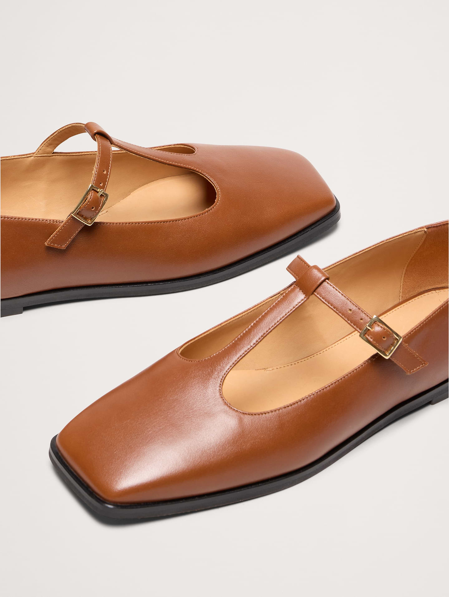 Image number 6 showing, Italian Leather Square-Toe Mary Jane Flats