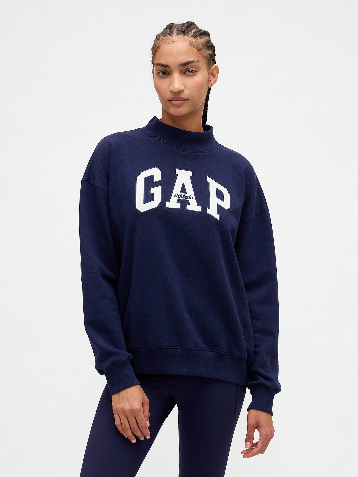 Heavyweight French Terry Oversized Mockneck Logo Sweatshirt | Gap