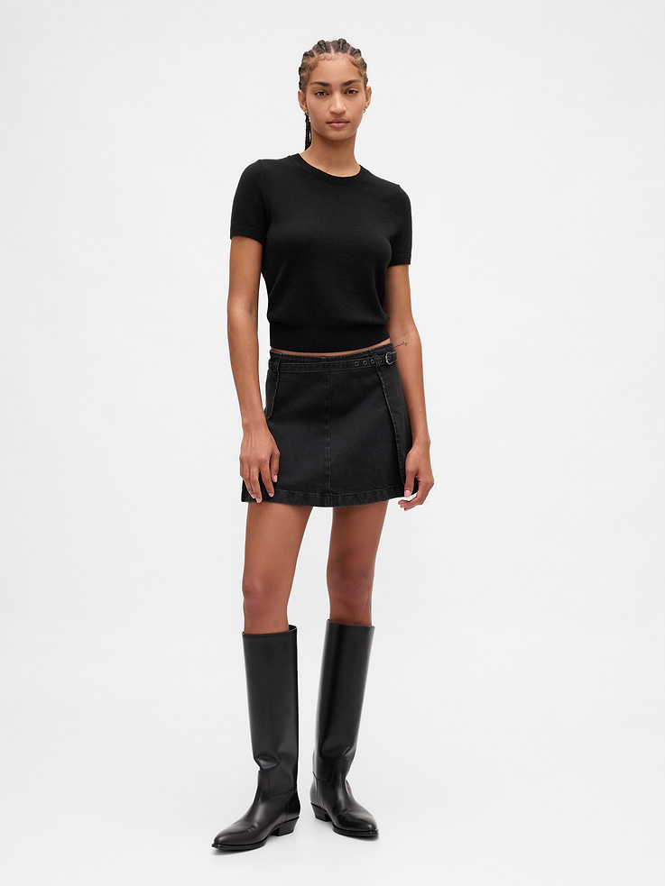 Image number 1 showing, Denim Belted Mini Skirt