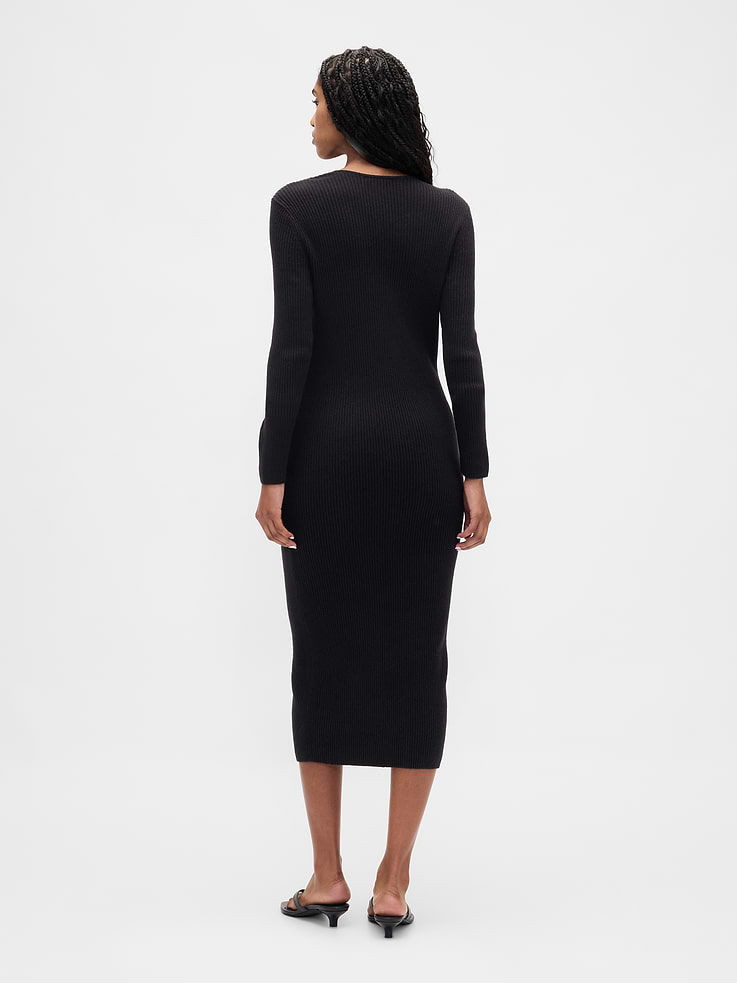 Image 2 of 5, CashSoft Rib Sweater Midi Dress