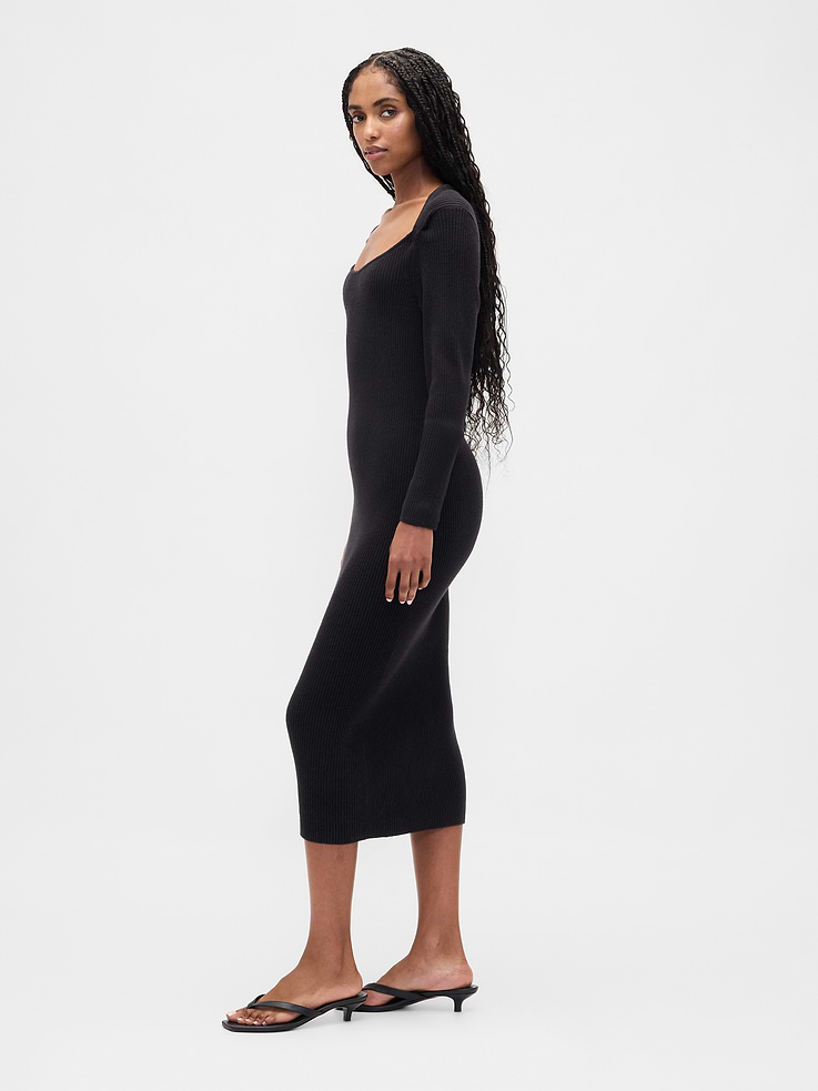 Image 3 of 5, CashSoft Rib Sweater Midi Dress