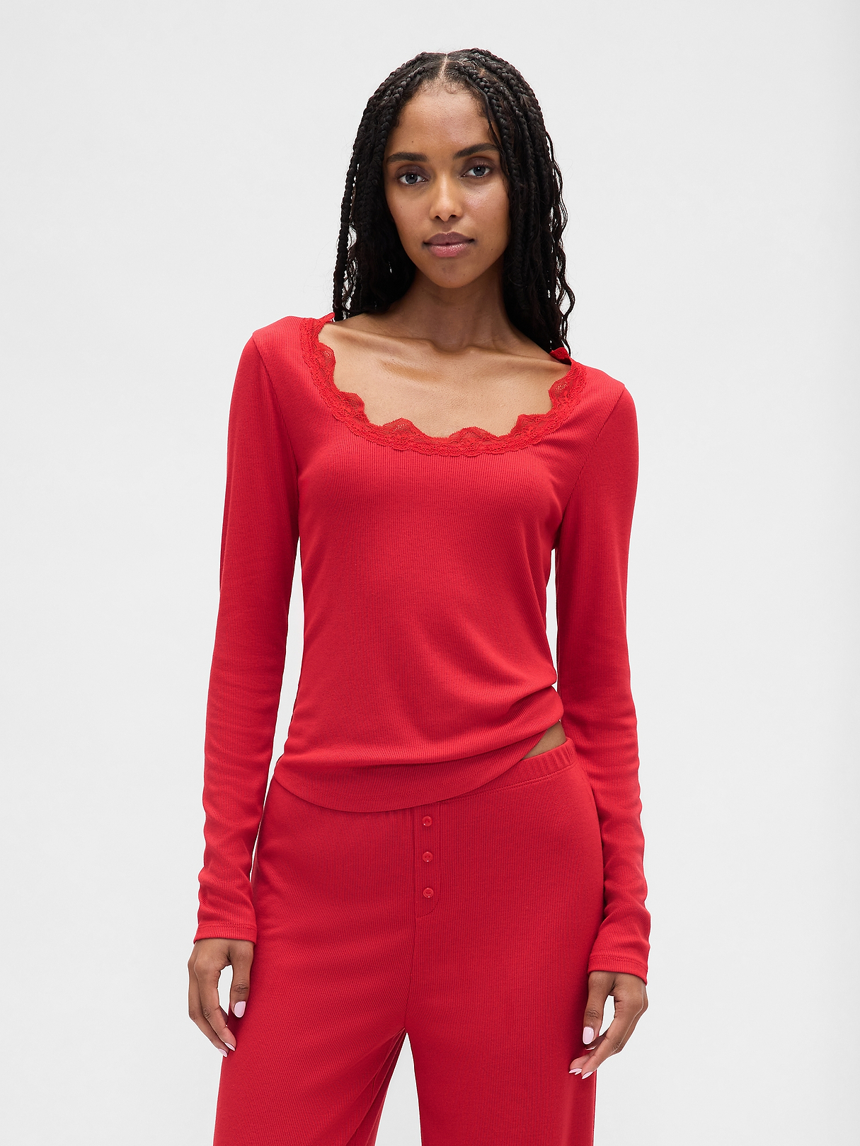MiniRib Lace-Trim PJ Top | Gap