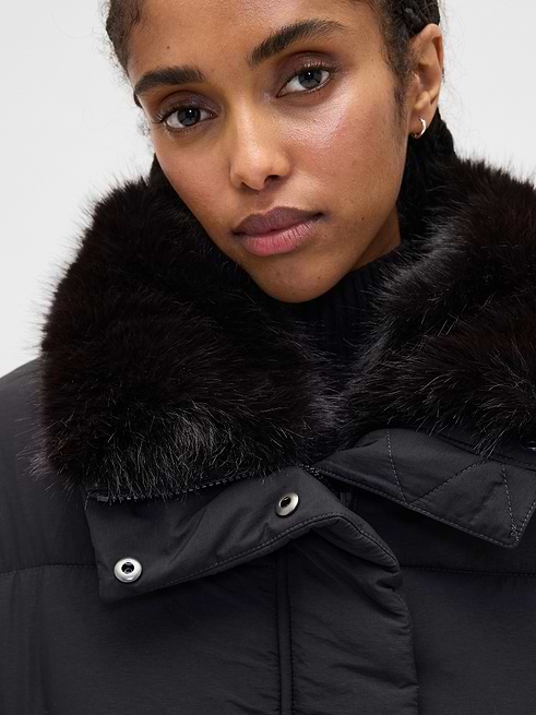 Faux Fur-Trim Puffer Jacket | Gap
