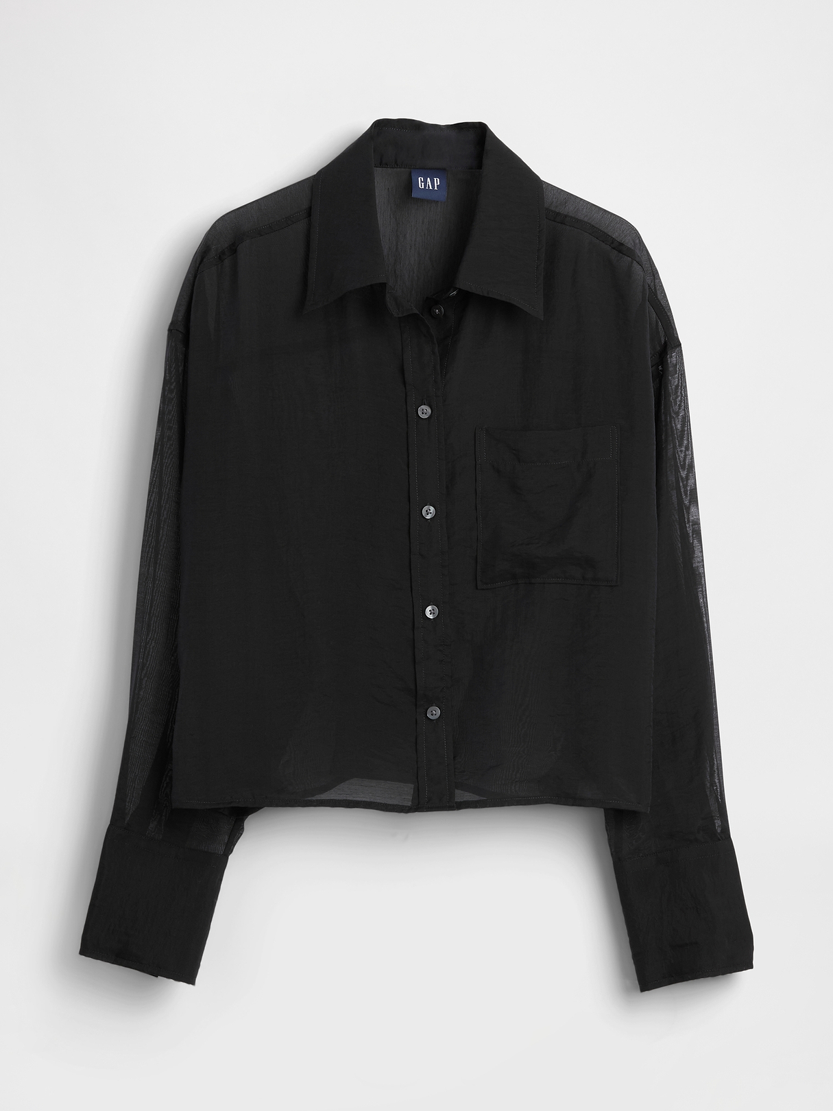 Sheer Straight-Hem Crop Shirt | Gap