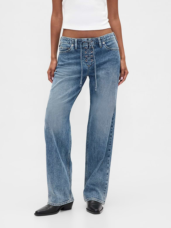 Low Rise Lace-Up '90s Loose Jeans