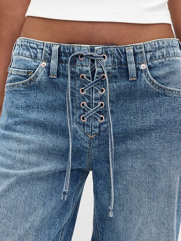 Low Rise Lace-Up '90s Loose Jeans