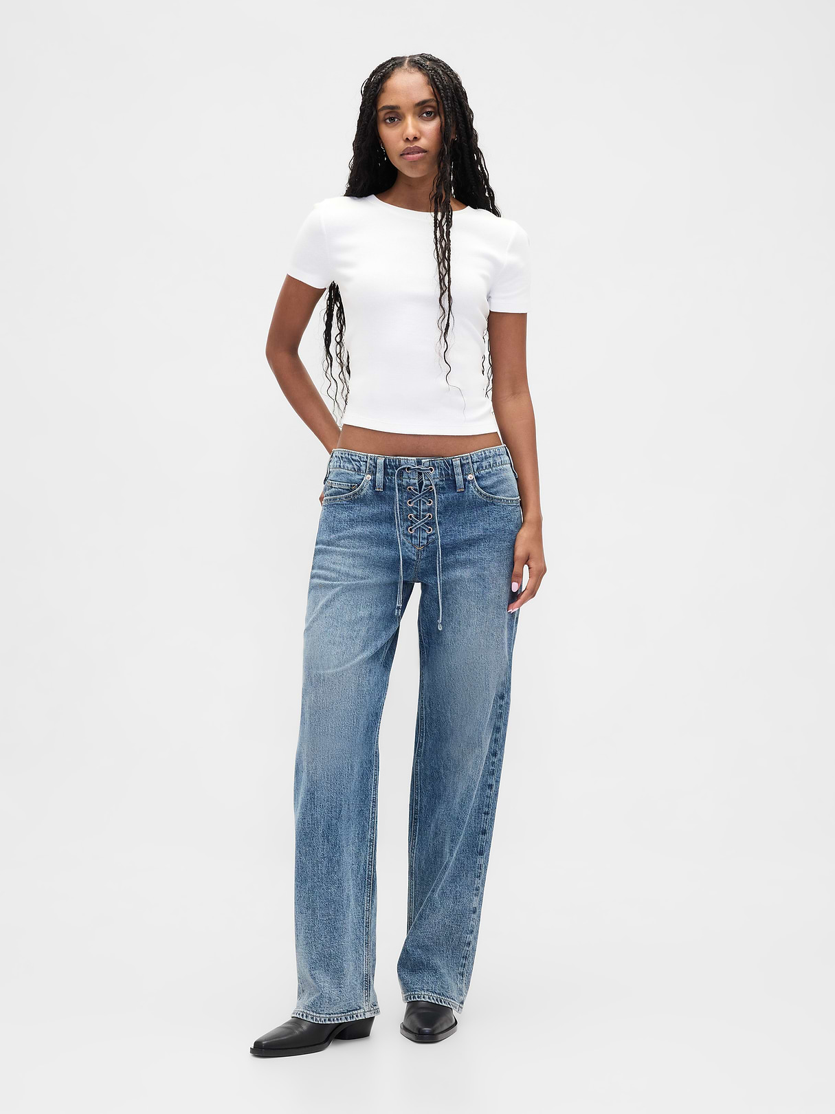 Low Rise Lace-Up '90s Loose Jeans by Gap