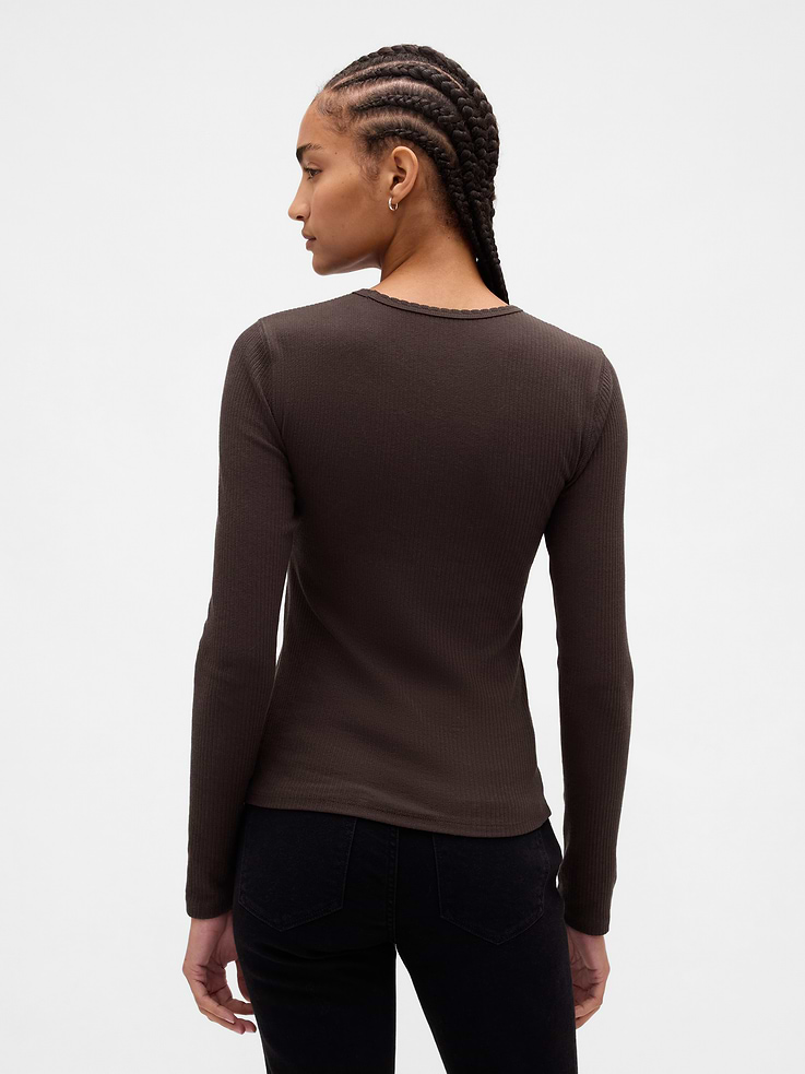 Image 3 of 4, Pointelle Rib T-Shirt