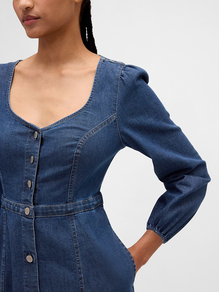 Image number 4 showing, Denim Sweetheart Midi Dress