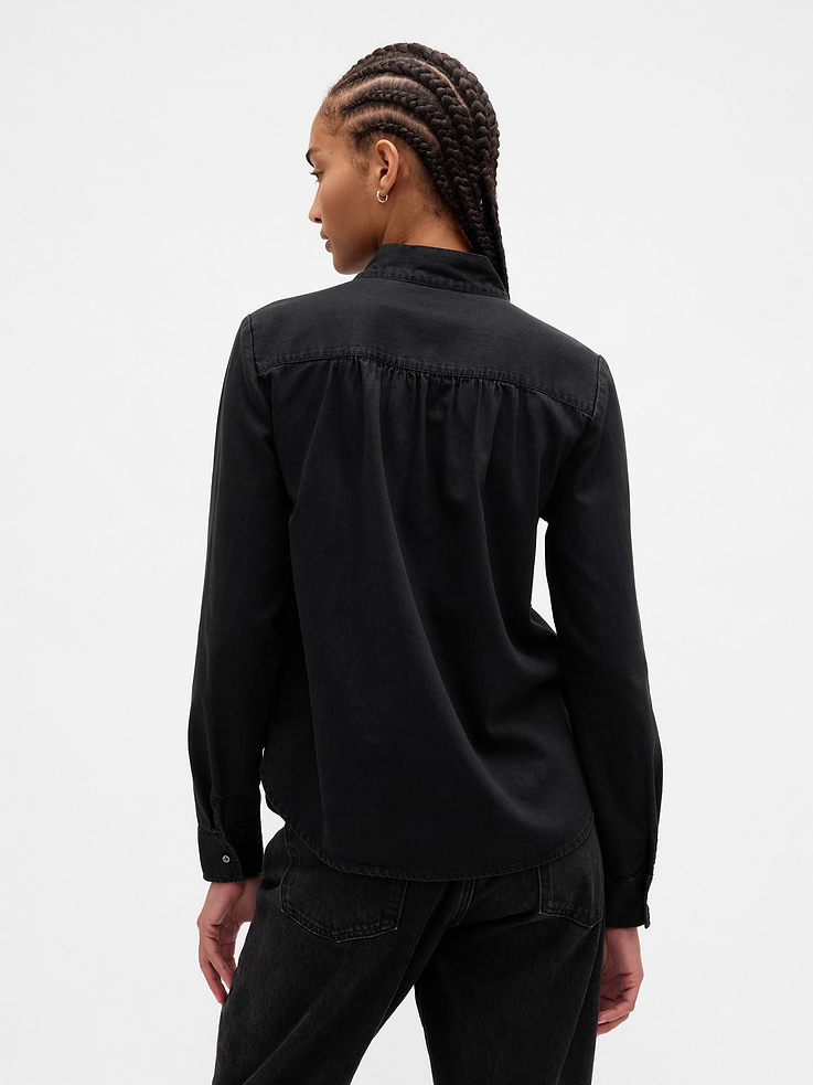Image number 3 showing, Denim Tie-Neck Shirt