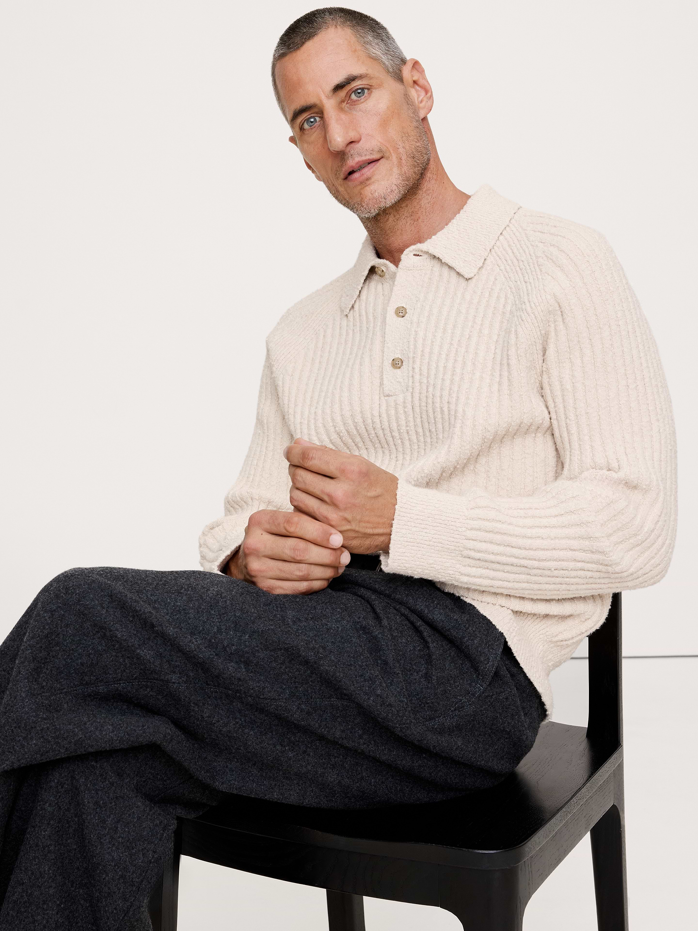 Image number 1 showing, Bouclé Ribbed Sweater Polo