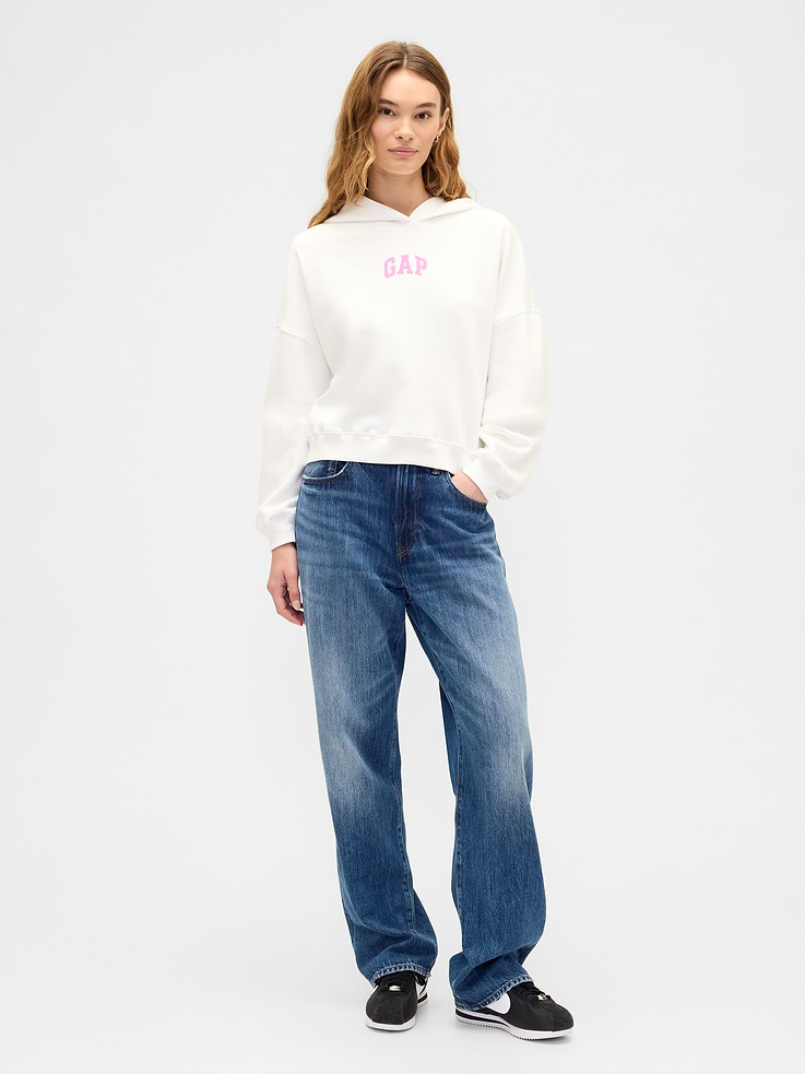 Image 3 of 5, Relaxed Gap Mini-Logo Cropped Hoodie