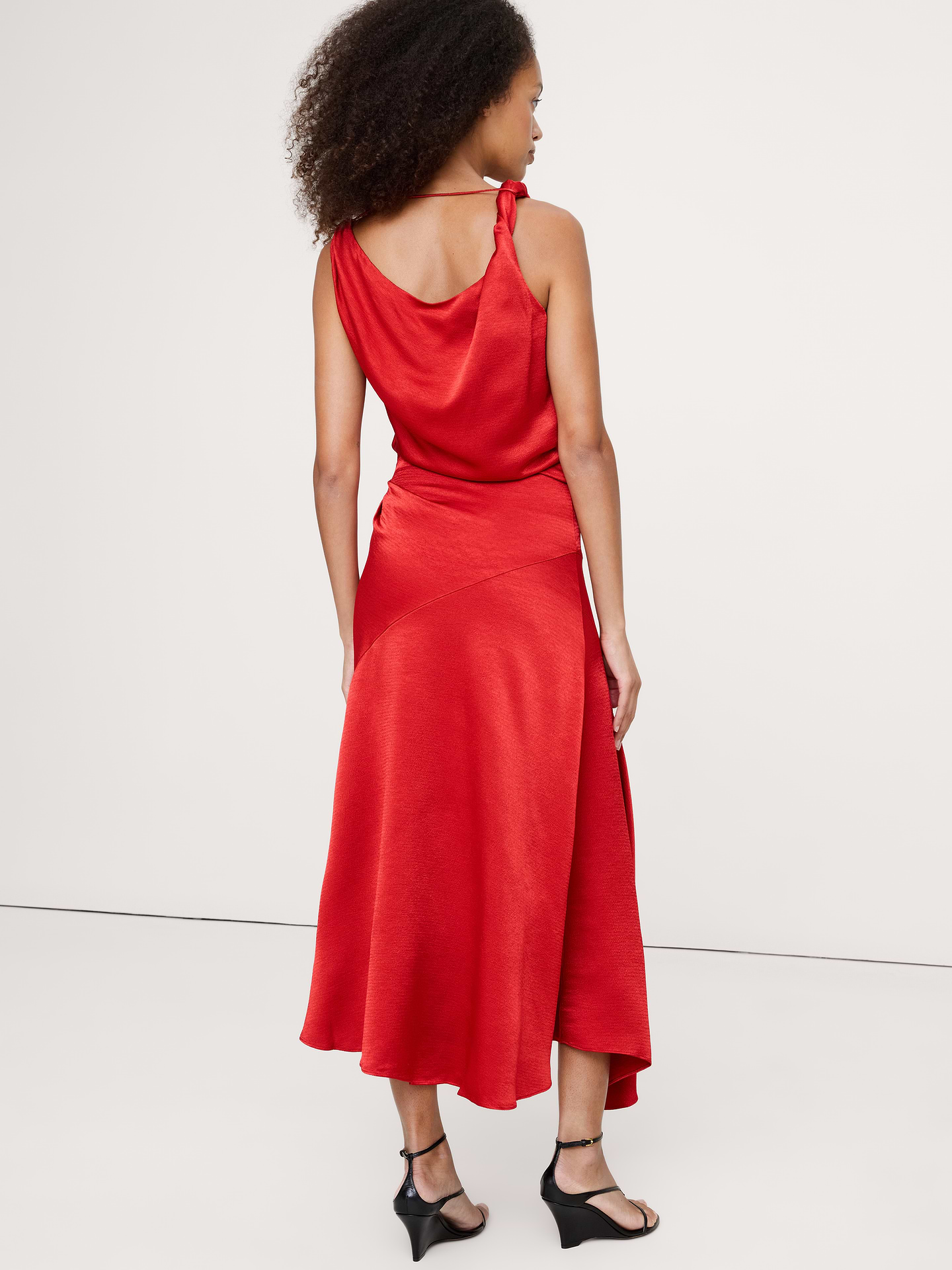 Image number 2 showing, Hammered Satin Twist-Shoulder Dress