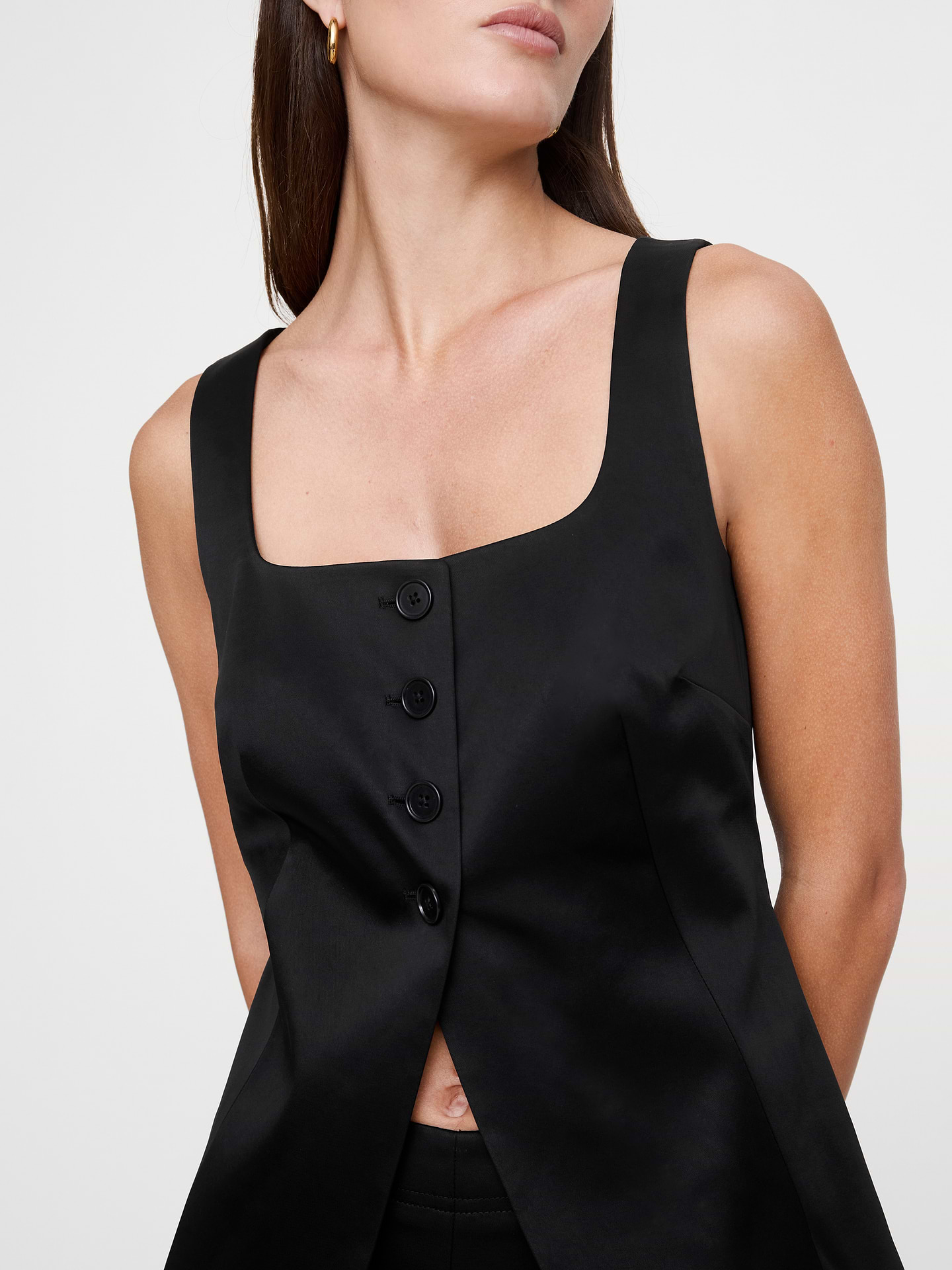 Image number 3 showing, Satin Square-Neck Long Vest