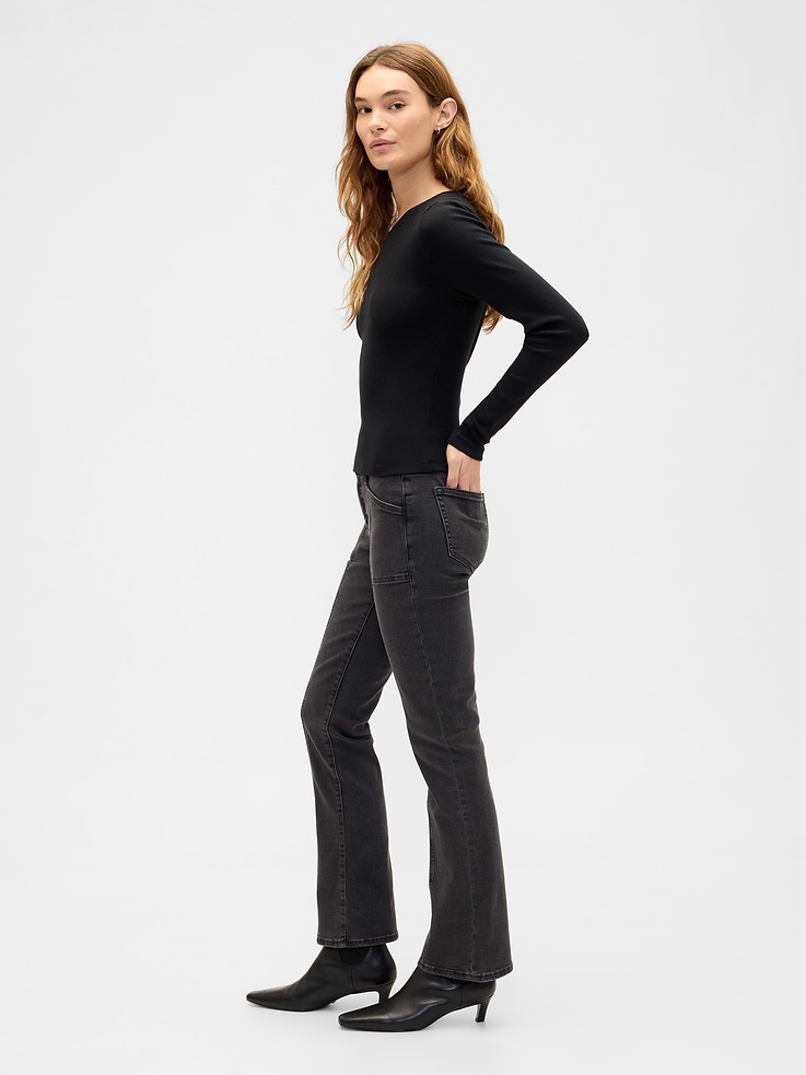 Image 3 of 7, Mid Rise Universal Seamed Baby Boot Jeans