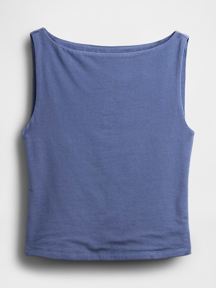 Image 4 of 4, CloseKnit Jersey Boatneck Crop Tank Top