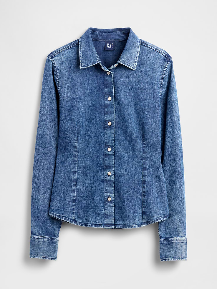 Image 5 de 6, Chemisier ajusté en denim