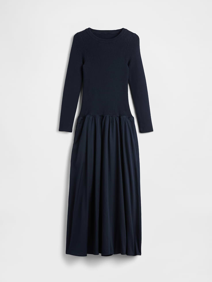 Image number 5 showing, Mixed Media Drop-Waist Maxi Dress