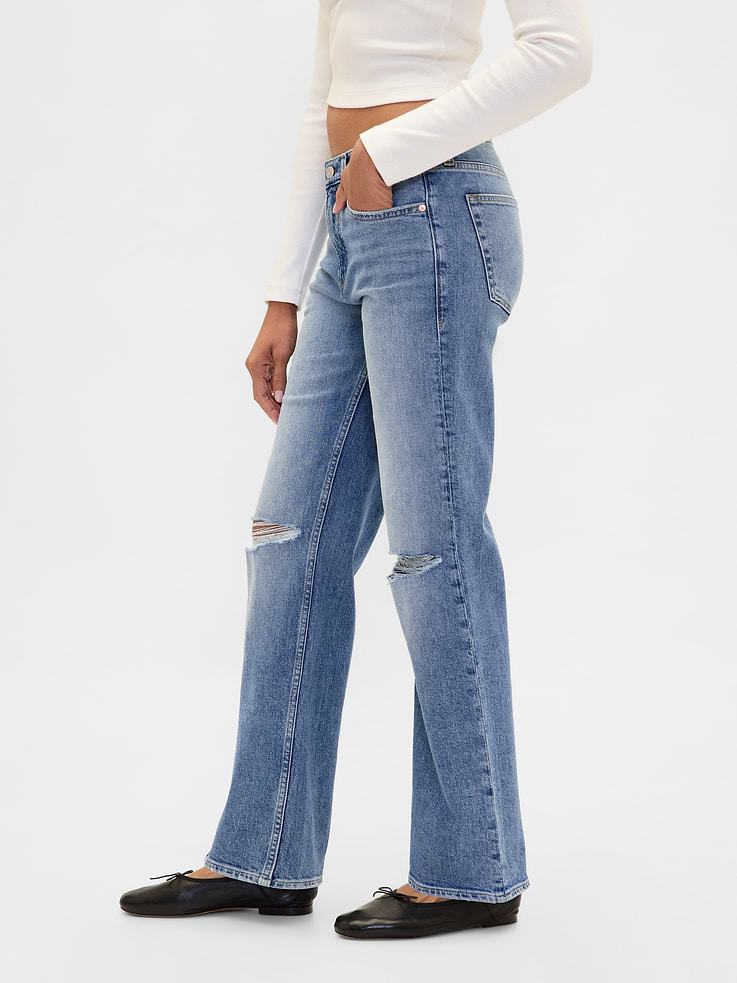 Image number 3 showing, Mid Rise Relaxed Straight Jeans