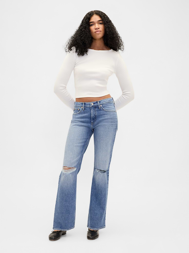 Image number 1 showing, Mid Rise Relaxed Straight Jeans