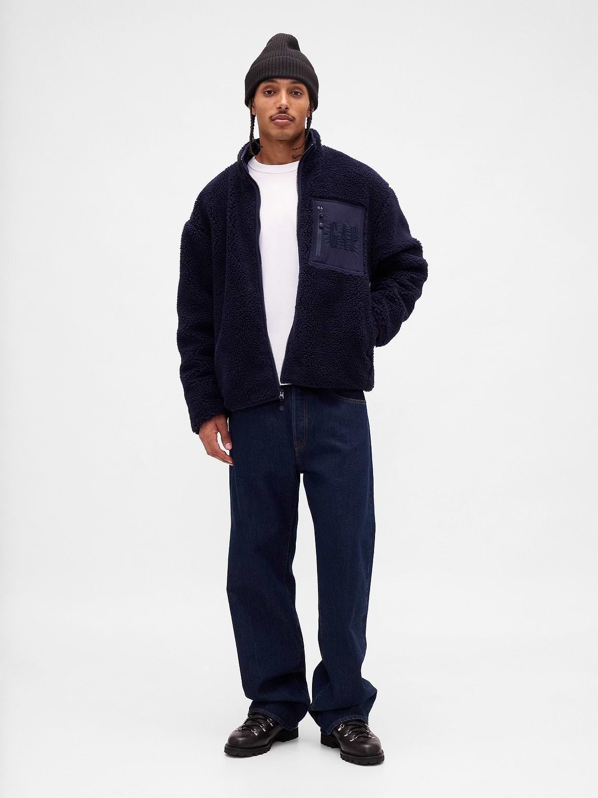 Recycled Sherpa Oversized Logo Zip Jacket | Gap