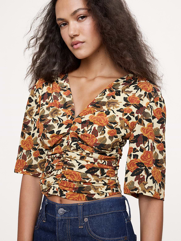 Matte Silk Ruched Top