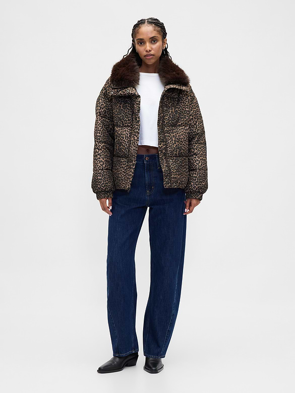 Faux Fur-Trim Puffer Jacket