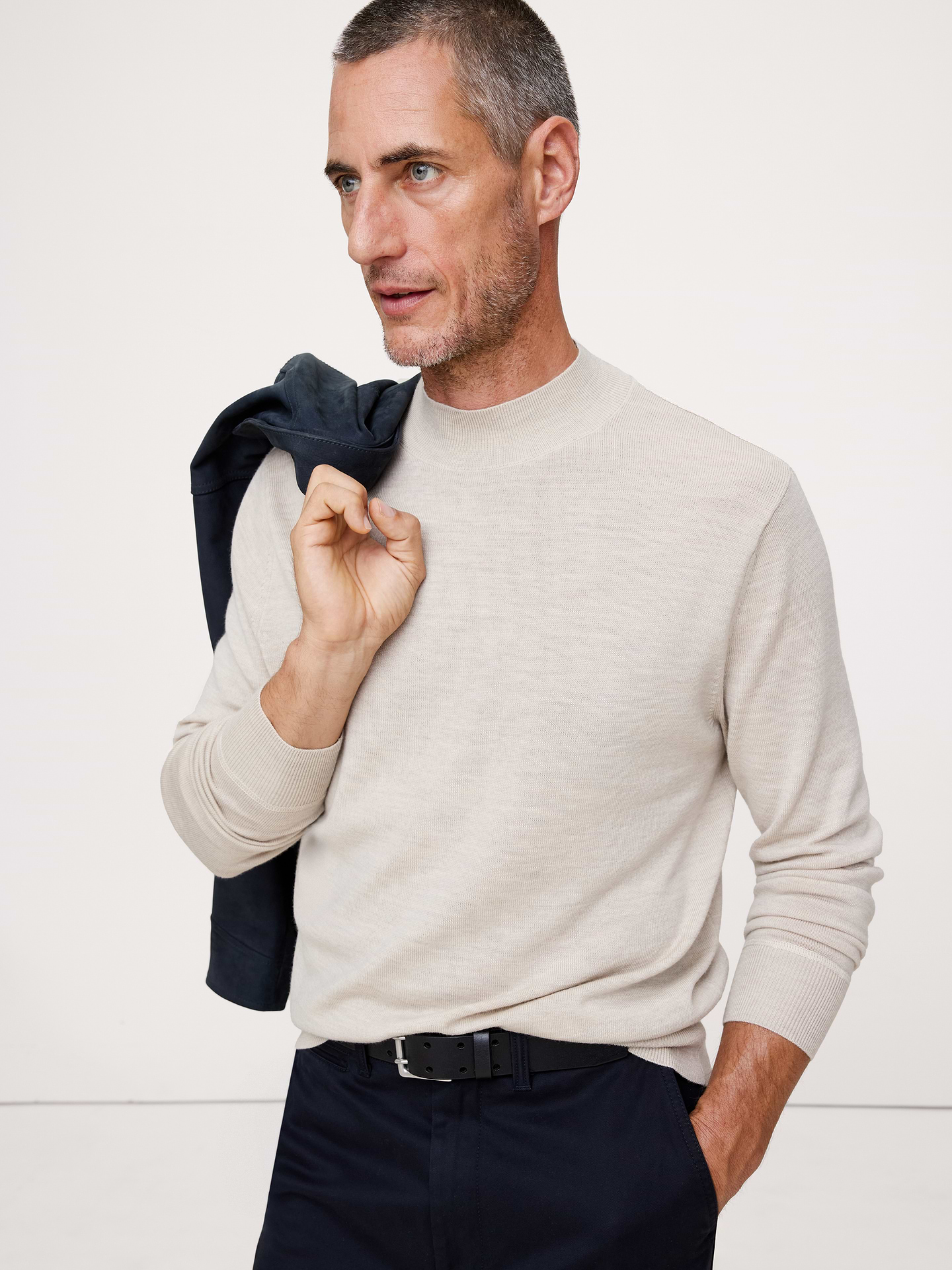 Image number 1 showing, Merino Mock-Neck Sweater