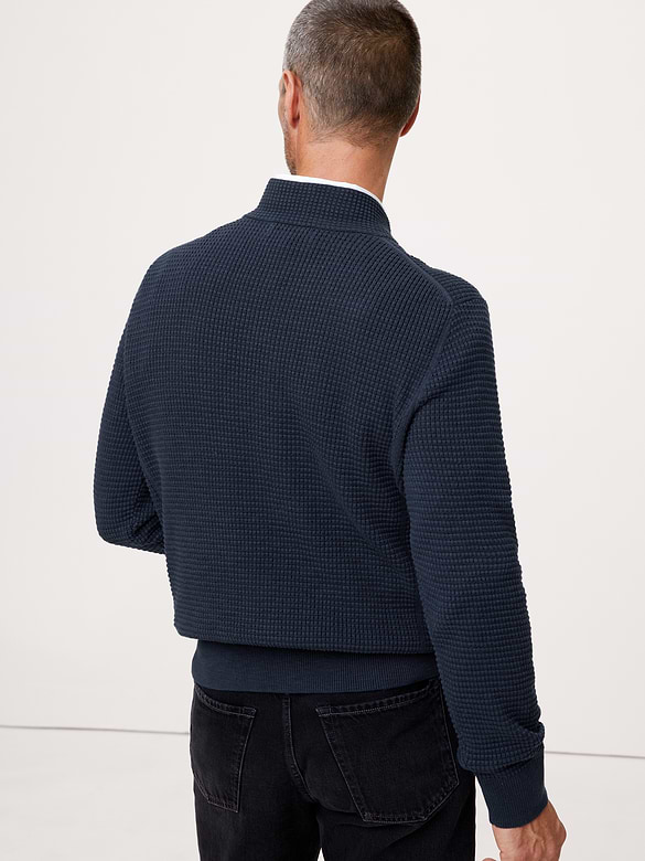 Cotton Thermal-Knit V-Neck Sweater