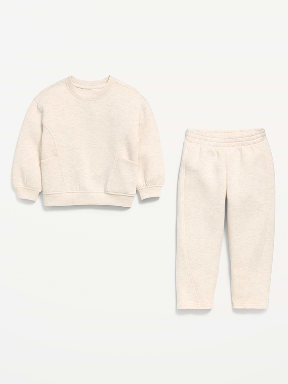 Ensemble chandail ras du cou et pantalon molleton raffiné pour toute-petite