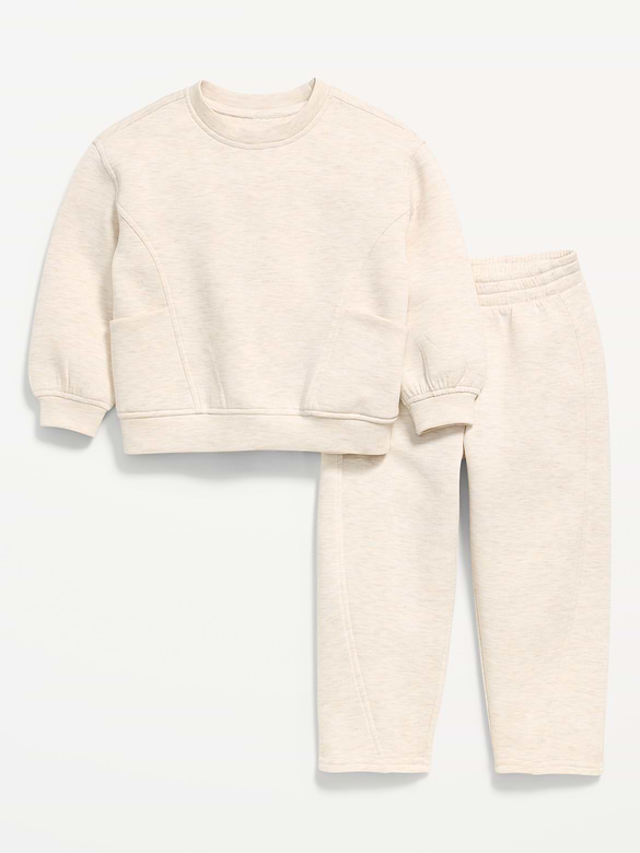 Ensemble chandail ras du cou et pantalon molleton raffiné pour toute-petite
