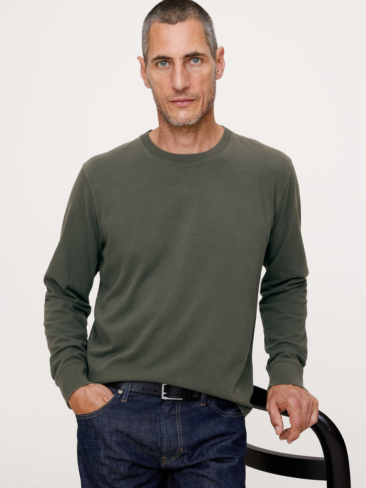 Image number 1 showing, Sueded Cotton Long-Sleeve T-Shirt