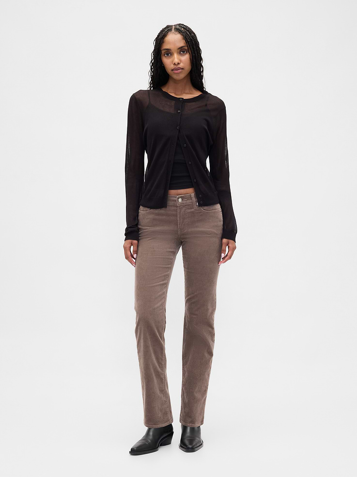 Image number 1 showing, Low Rise Corduroy '90s Slim Straight Pants