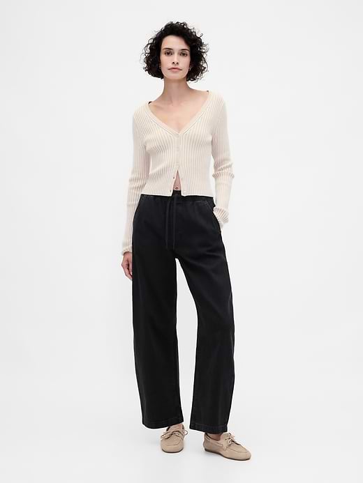 High Rise Barrel Jeans - Black wash by Gap