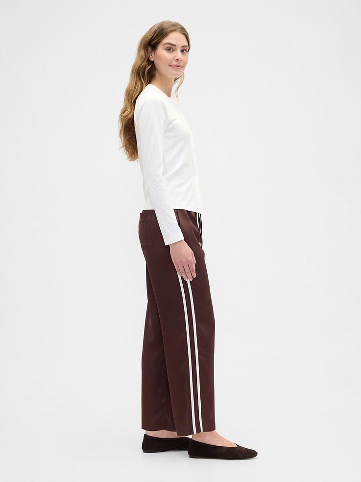Image number 3 showing, Satin Straight-Leg Crop Pants