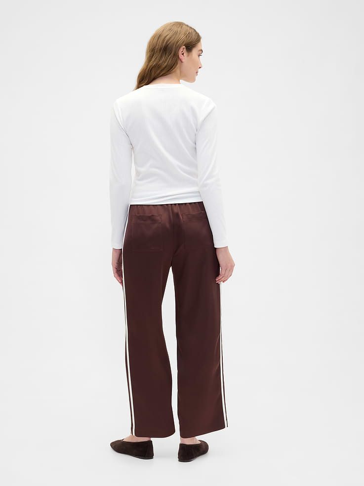 Image number 4 showing, Satin Straight-Leg Crop Pants