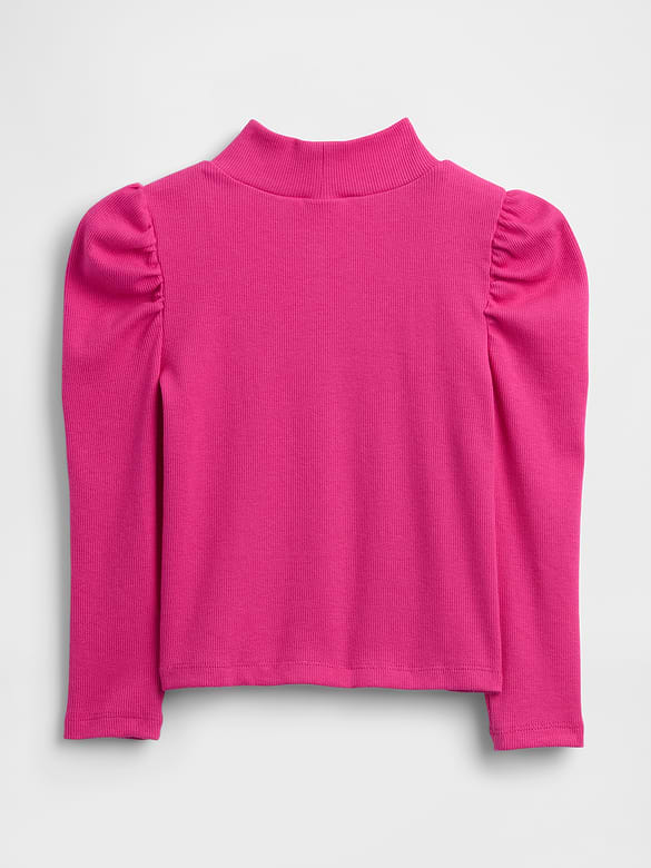 Baby & Toddler Puff-Sleeve Rib Mockneck