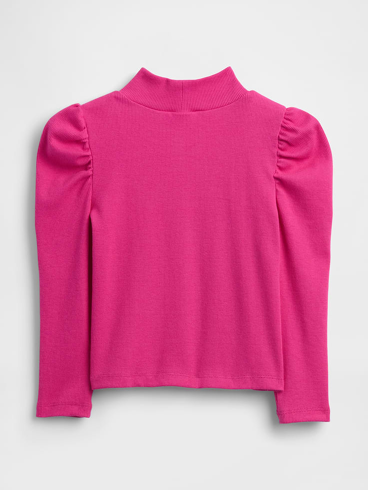 Image 2 of 2, Baby & Toddler Puff-Sleeve Rib Mockneck
