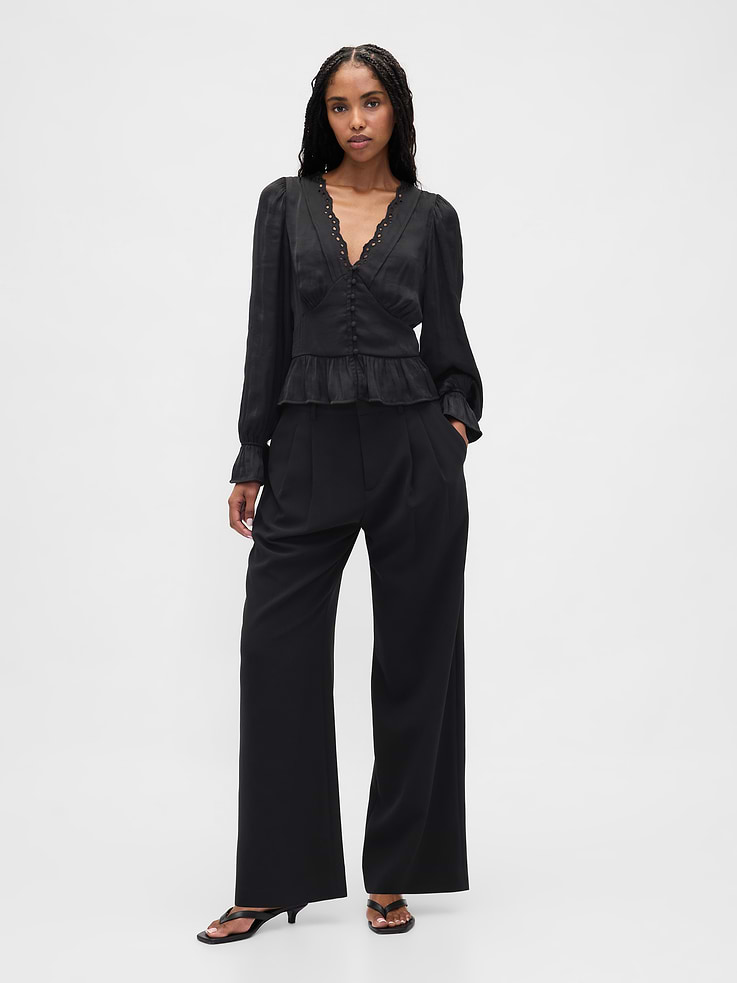 Image number 2 showing, Eyelet V-Neck Peplum Top