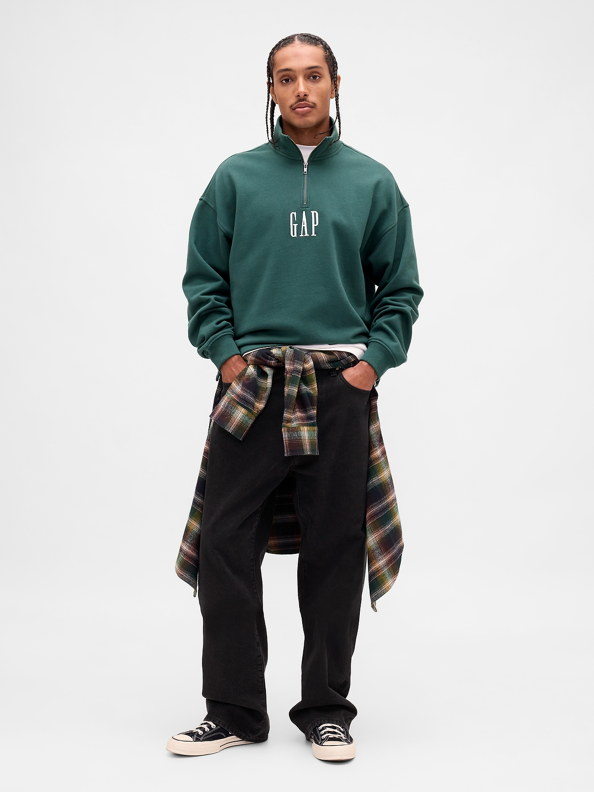 Heavyweight Oversized Logo Quarter-Zip Pullover | Gap