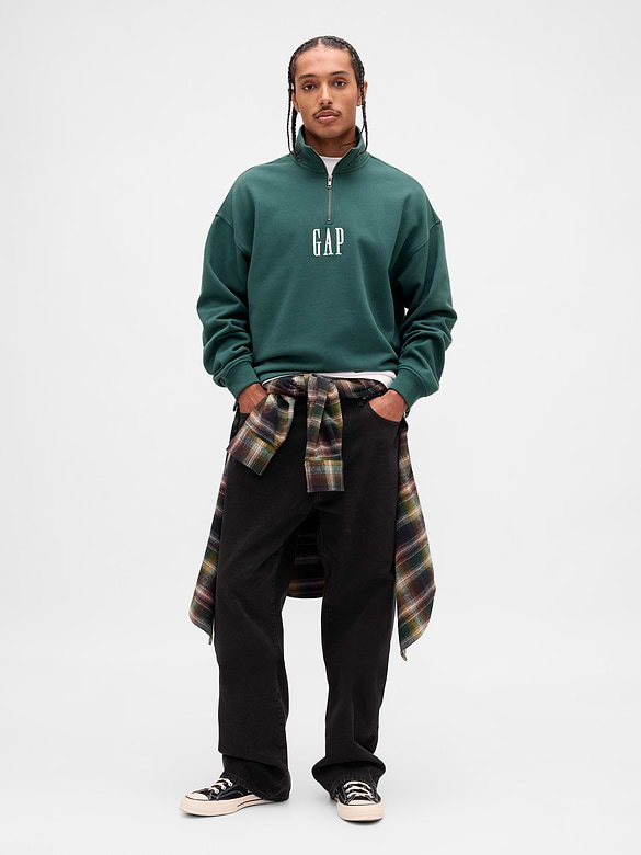 Heavyweight Oversized Logo Quarter-Zip Pullover