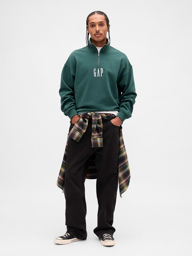 Image number 2 showing, Heavyweight Oversized Logo Quarter-Zip Pullover