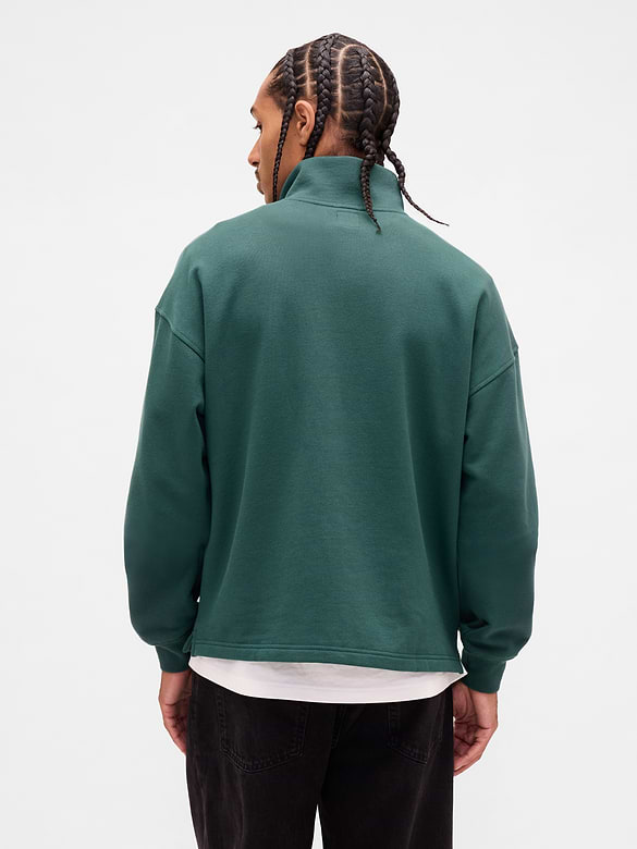 Heavyweight Oversized Logo Quarter-Zip Pullover