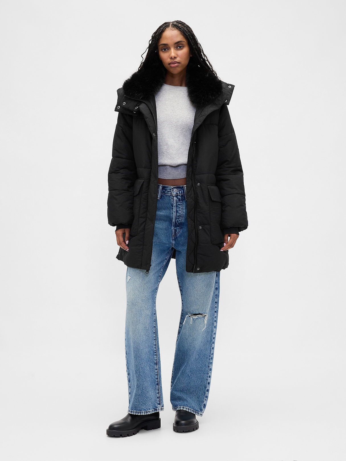 ジャケット・アウター ohga PUFF COAT Faux Fur-Trim Midi Puffer Jacket | Gap