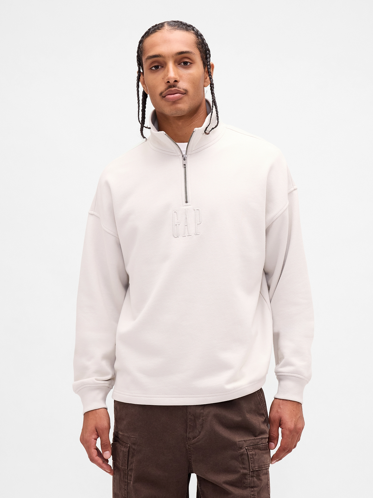 Heavyweight Oversized Logo Quarter-Zip Pullover | Gap