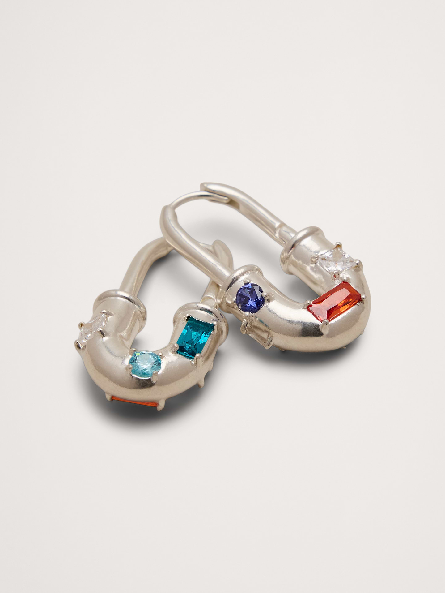 Image 3 de 3, Boucles d’oreilles cadenas avec pierres du Rhin
