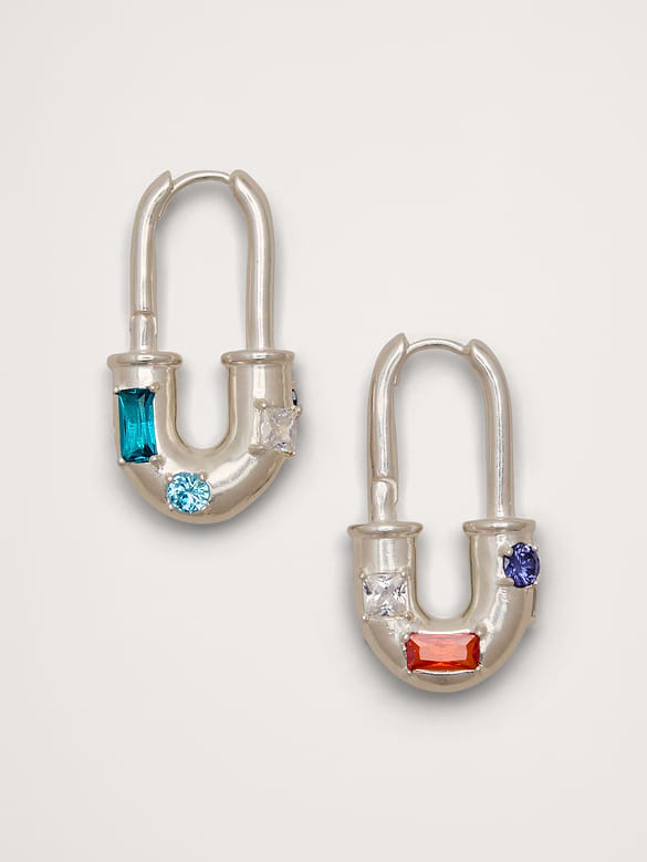 Boucles d’oreilles cadenas avec pierres du Rhin