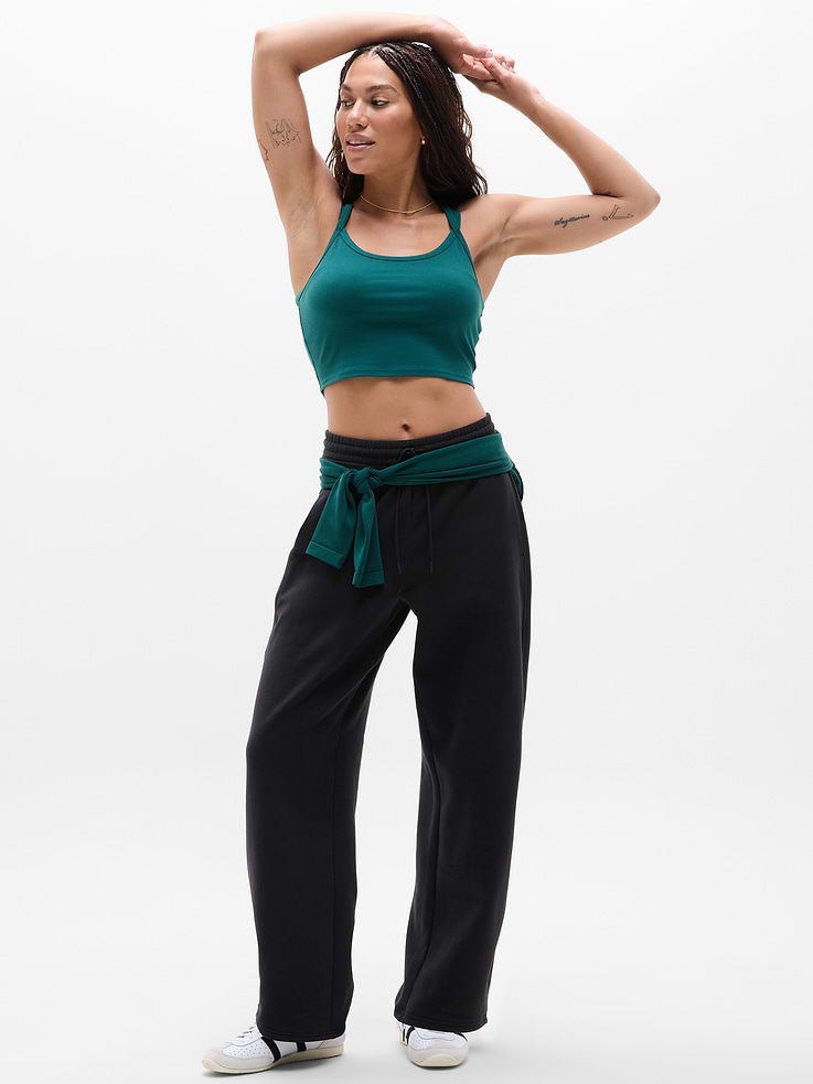 Image number 1 showing, Forever Fleece Mid Rise Barrel Pant