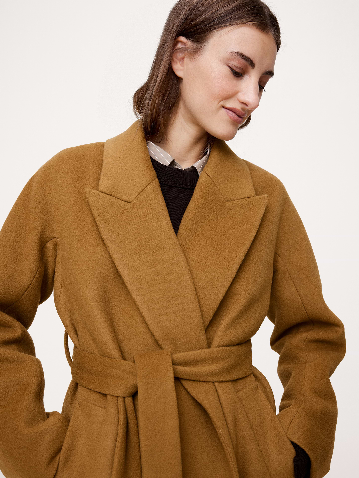 Image number 4 showing, Italian Wool-Cashmere Wrap Coat